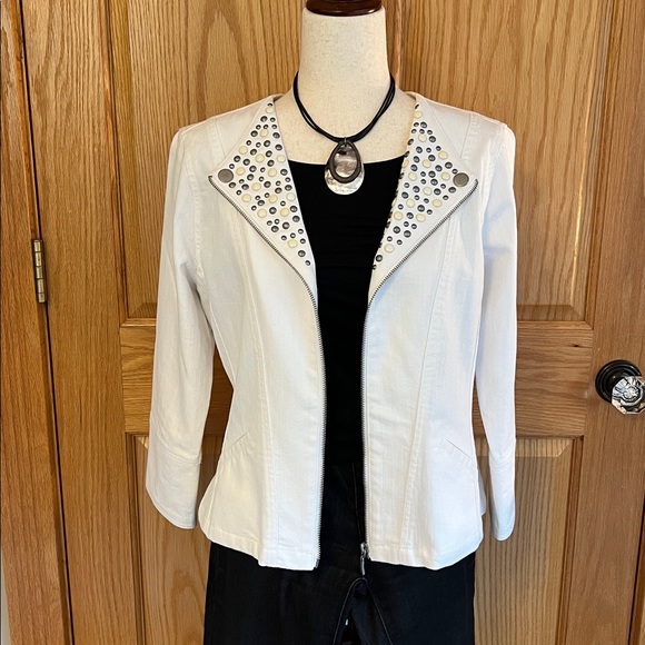 Ruby Rd. White Embellished Jean Jacket - Picture 7 of 8